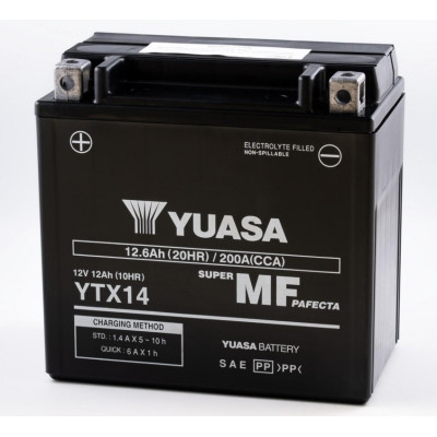Bezúdržbová motocyklová baterie YUASA YTX14-BS