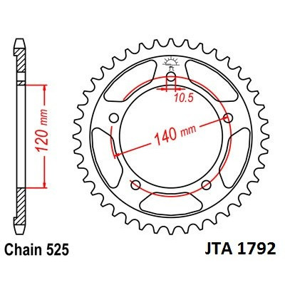 Hliníková řetězová rozeta JT JTA 1792-43 43 zubů, 525