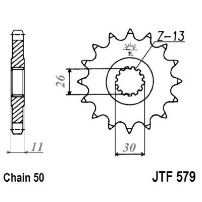 Řetězové kolečko JT JTF 579-16RB 16 zubů, 530 pogumované
