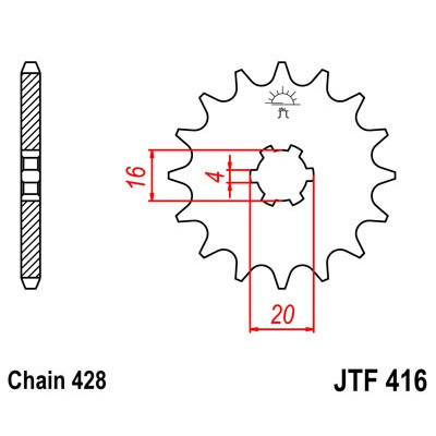 Řetězové kolečko JT JTF 416-13 13 zubů, 428