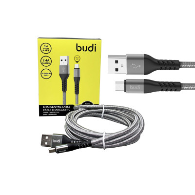 SEFIS nabíjecí datový kabel Premium s konektory USB-A a Micro-USB stříbrný 2m