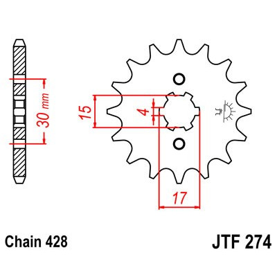 Řetězové kolečko JT JTF 274-14 14 zubů, 428