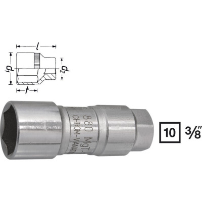 Hlavice na zapalovací svíčky 3/8", 18 mm, s magnetem  - HAZET 880MGT-18