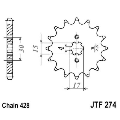 Řetězové kolečko JT JTF 274-15 15 zubů, 428