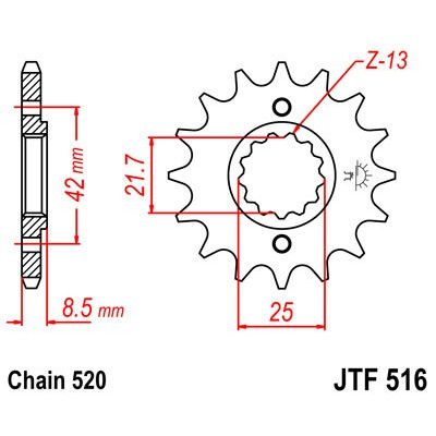 Řetězové kolečko JT JTF 516-13 13 zubů, 520