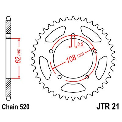 Řetězová rozeta JT JTR 21-40 40 zubů, 520