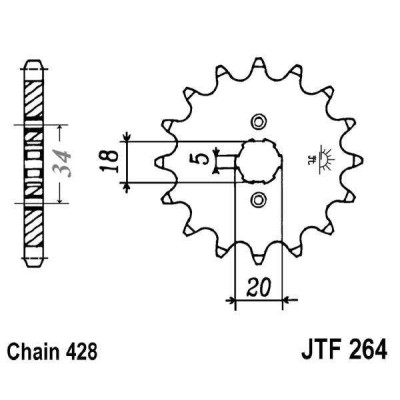 Řetězové kolečko JT JTF 264-14 14 zubů, 428