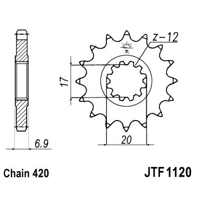 Řetězové kolečko JT JTF 1120-12 12 zubů, 420