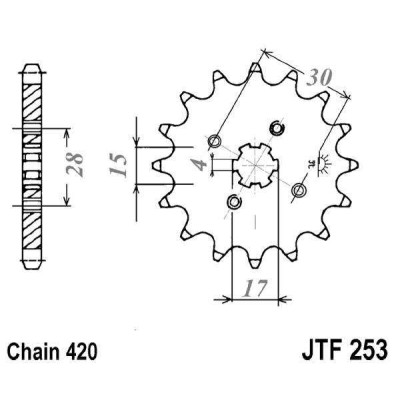 Řetězové kolečko JT JTF 253-16 16 zubů, 420