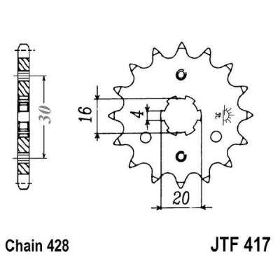 Řetězové kolečko JT JTF 417-16 16 zubů, 428