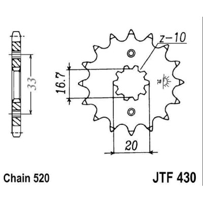 Řetězové kolečko JT JTF 430-15 15 zubů, 520