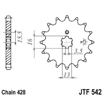 Řetězové kolečko JT JTF 542-13 13 zubů, 428
