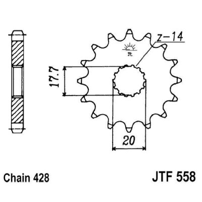 Řetězové kolečko JT JTF 558-15 15 zubů, 428