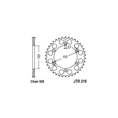 Řetězová rozeta JT JTR 210-43 43 zubů, 520