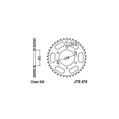 Řetězová rozeta JT JTR 478-38 38 zubů, 520