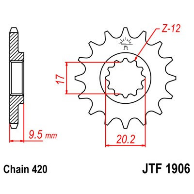 Řetězové kolečko JT JTF 1906-12 12 zubů, 420