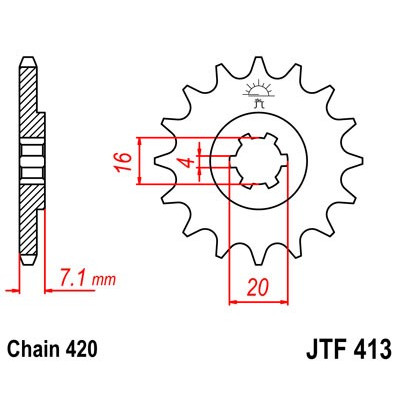 Řetězové kolečko JT JTF 413-14 14 zubů, 420