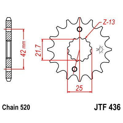 Řetězové kolečko JT JTF 436-16 16 zubů, 520