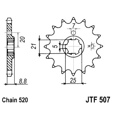 Řetězové kolečko JT JTF 507-13 13 zubů, 520