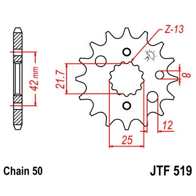 Řetězové kolečko JT JTF 519-15 15 zubů, 530