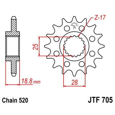 Řetězové kolečko JT JTF 705-16 16 zubů, 520