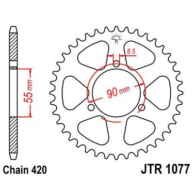 Řetězová rozeta JT JTR 1077-47 47 zubů, 420