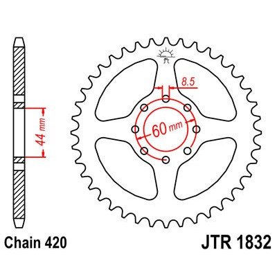 Řetězová rozeta JT JTR 1832-52 52 zubů, 420