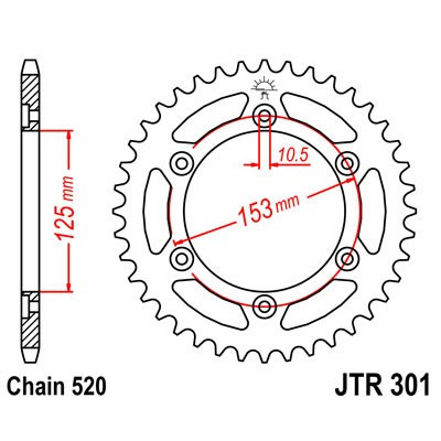 Řetězová rozeta JT JTR 301-45 45 zubů, 520