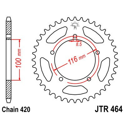 Řetězová rozeta JT JTR 464-44 44 zubů, 420