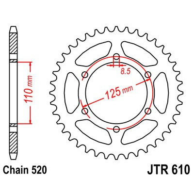 Řetězová rozeta JT JTR 610-51 51 zubů, 520