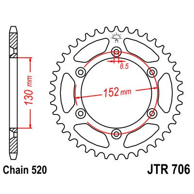 Řetězová rozeta JT JTR 706-46 46 zubů, 520