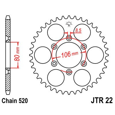 Řetězová rozeta JT JTR 22-45 45 zubů, 520