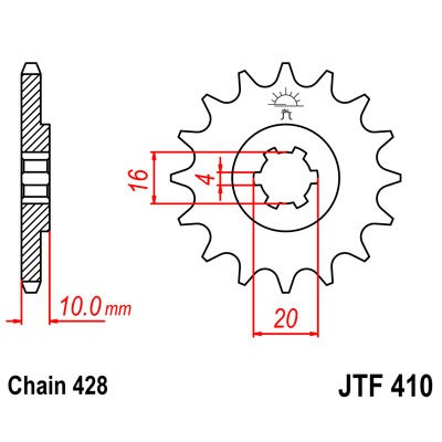 Řetězové kolečko JT JTF 410-16 16 zubů, 428