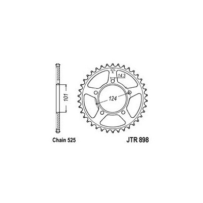 Řetězová rozeta JT JTR 898-42 42 zubů, 525