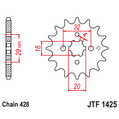 Řetězové kolečko JT JTF 1425-14 14 zubů, 428