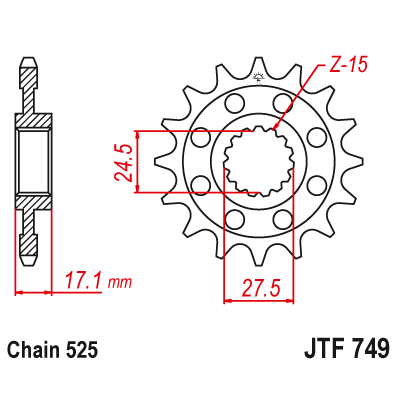 Řetězové kolečko JT JTF 749-16 16 zubů, 525