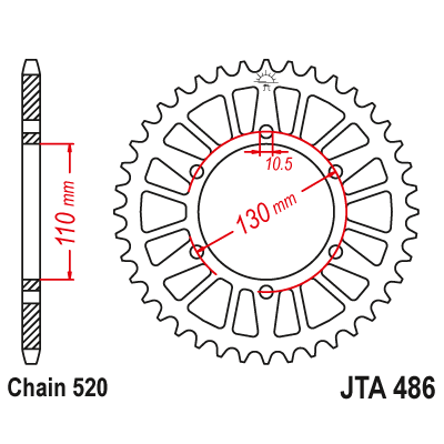 Hliníková řetězová rozeta JT JTA 486-48BLK 48 zubů, 520 černá