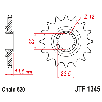 Řetězové kolečko JT JTF 1345-13RB 13 zubů, 520 pogumované