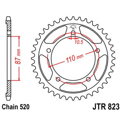 Řetězová rozeta JT JTR 823-47 47 zubů, 520