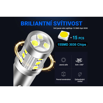 LED žárovka P21/5W BAY15D 15SMD 3,5W červená