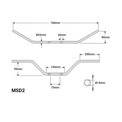 SEFIS MSD2 řídítka 22mm Kawasaki