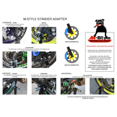 SEFIS Packa adaptéry na zadní moto stojan