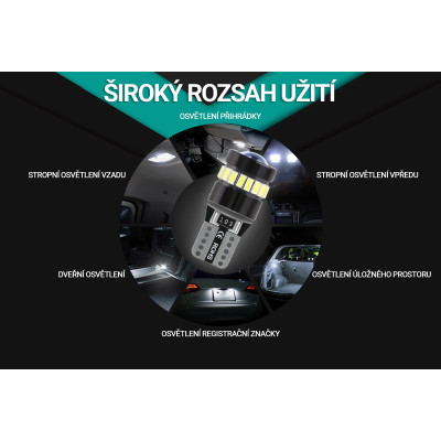 SEFIS LED žárovka 224 W5W T10 12V 19SMD bílá