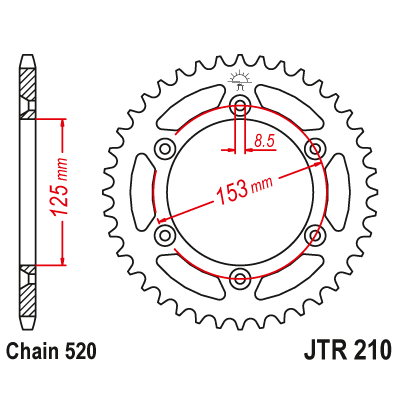 Řetězová rozeta JT JTR 210-49 49 zubů, 520