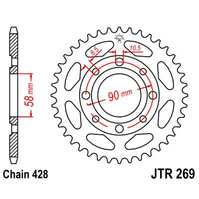 Řetězová rozeta JT JTR 269-42 42 zubů, 428