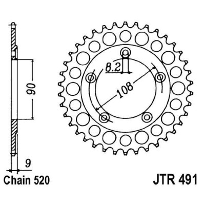 Řetězová rozeta JT JTR 491-38 38 zubů, 520