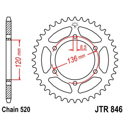 Řetězová rozeta JT JTR 846-37 37 zubů, 520