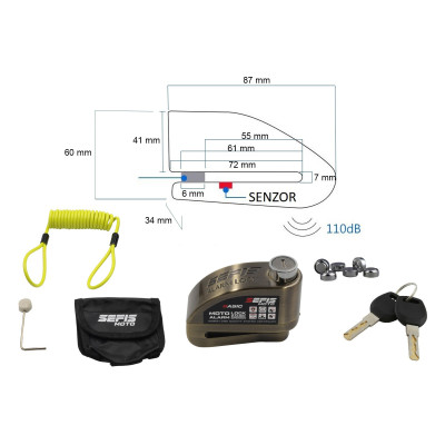 SEFIS Basic moto zámek s alarmem