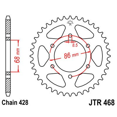 Řetězová rozeta JT JTR 468-46 46 zubů, 428