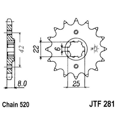 Řetězové kolečko JT JTF 281-14 14 zubů, 520